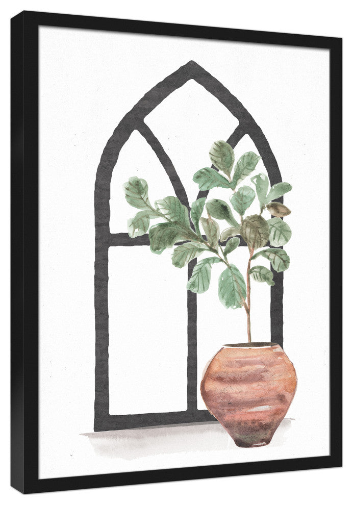 Plant With Arch II 20"x30" Black Framed Canvas