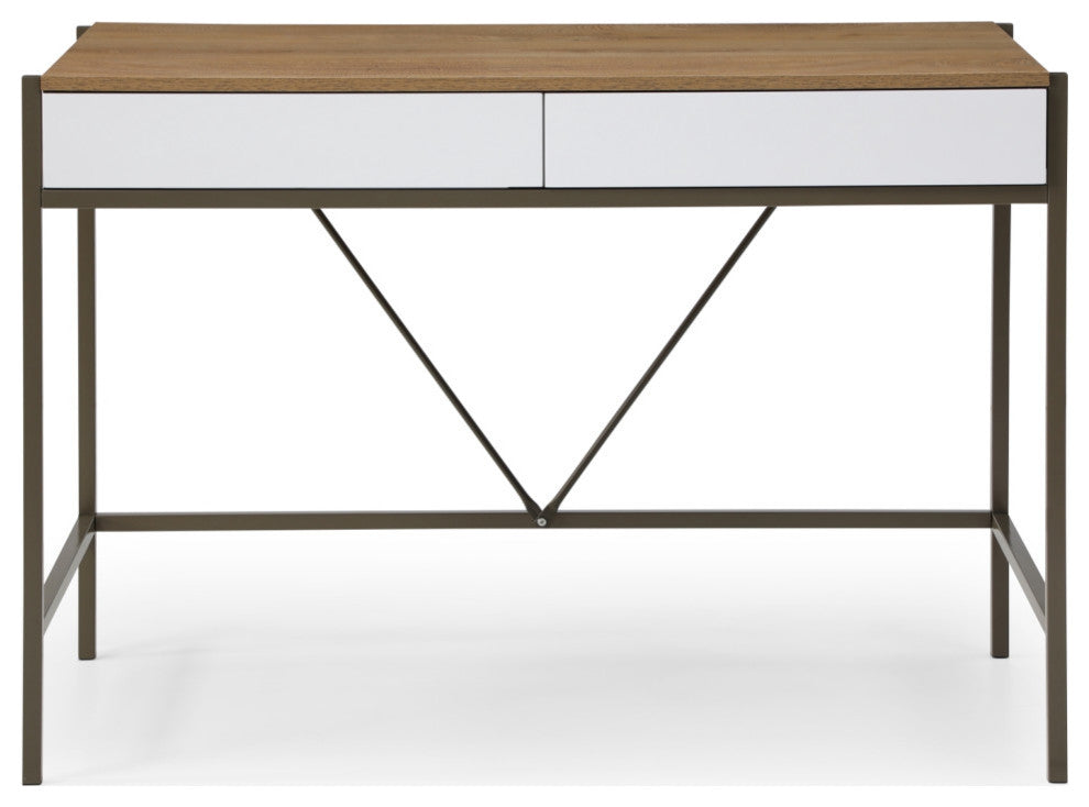 Loft Lyfe Anisa Desk, 2 Storage Drawers, Natural/Bronze