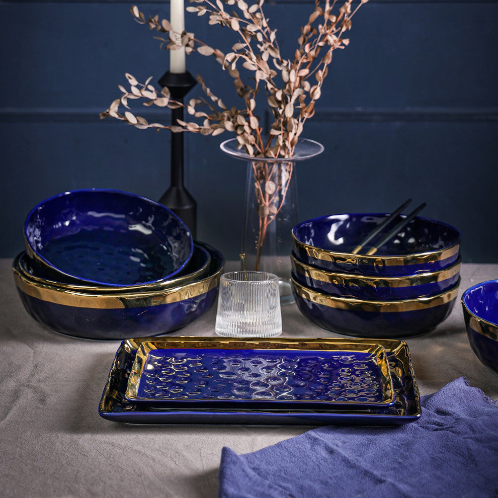 2-Piece Stone Lain Florian Porcelain Serving Set, Blue