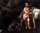 Titian Youth With Dogs, 20"x25" Wall Decal