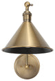 Traditional Antiqued Brass Library Wall Sconce Reading Adjustable Arm Shade