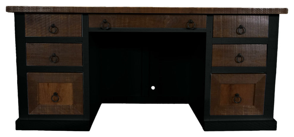 Rustic Solid Wood Executive Desk, Black