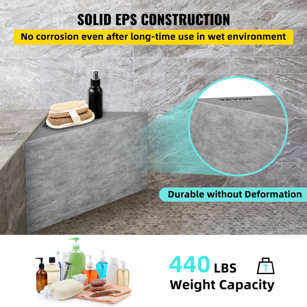VEVOR Ready to Tile Shower Seat 22.4"x16"x20" corner shower bench