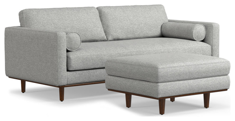 Morrison 89" Sofa and Ottoman Set, Woven-Blend Fabric, Mist Gray