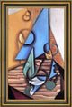 Juan Gris Bottle and Glass on a Table - 16" x 24" Framed Premium Canvas Print