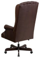 High Back Traditional Tufted Brown Leather Executive Swivel Chair With Arms