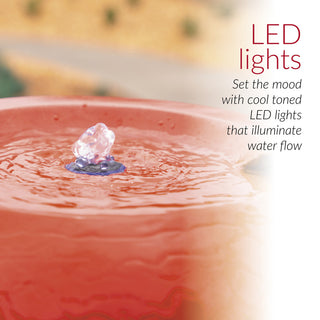 33" Tall Water Jar Fountain with LED Light, Red