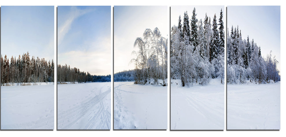 "Winter Field" Landscape Canvas Photo Print, 5 Panels, 60"x28"