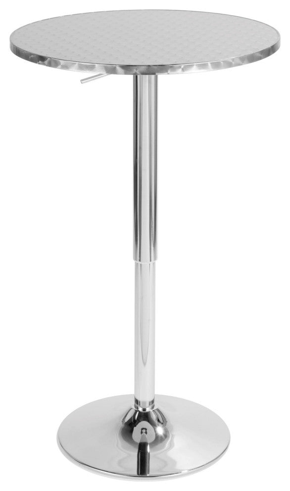 Bistro Contemporary Adjustable Round Bar Table, Silver