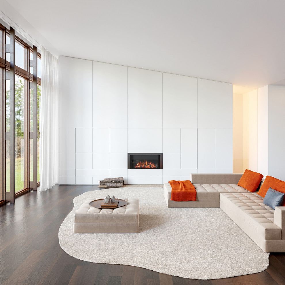 Clementime Modern Wool Area Rug, Ivory 4'x6'Shaped