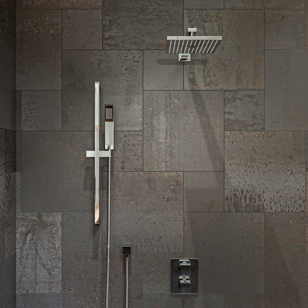ALFI Brand AB2830-PC Polished Chrome 2 Way Thermostatic Square Shower Set