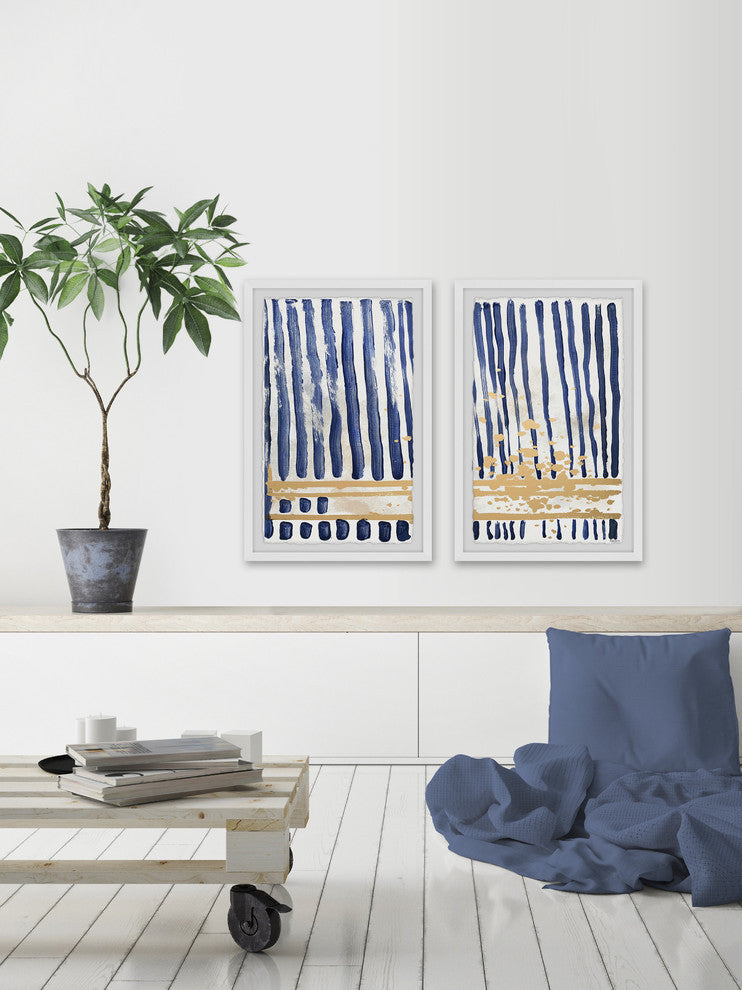 Blue Verticals Diptych, 24"x18"