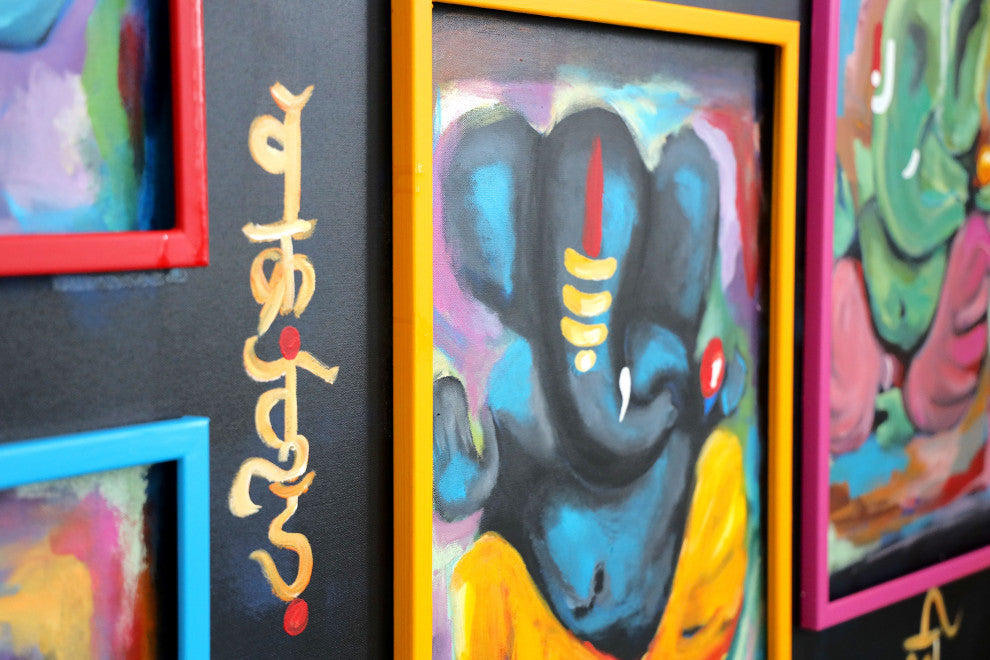 Abstract GANESHA Texture Painting, spiritual abstract expressionism figurative