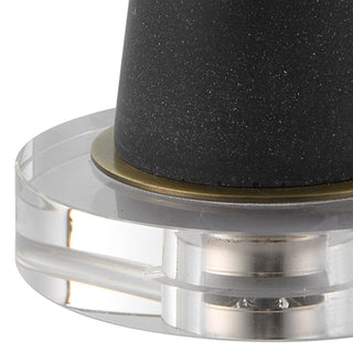 Minimalist Black Faux Granite Stone Table Lamp 34 in Buffet Style Trumpet Shape