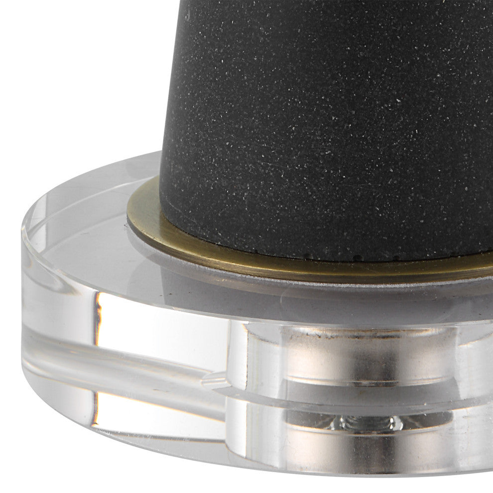 Minimalist Black Faux Granite Stone Table Lamp 34 in Buffet Style Trumpet Shape