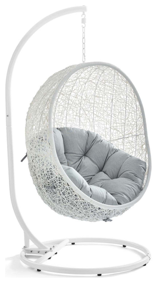 White Gray Hide Outdoor Patio Swing Chair With Stand