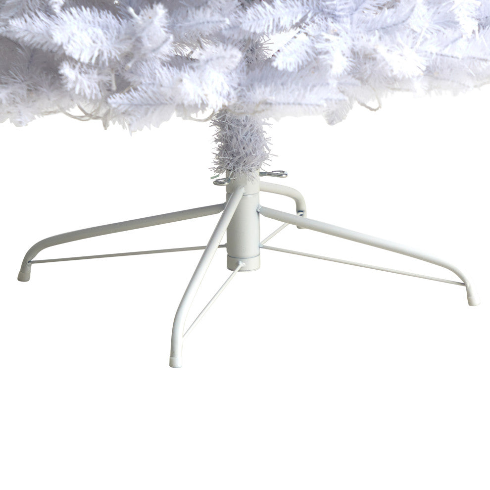 9' Slim White Artificial Christmas Tree With 600 White LED Lights/1860 Branches