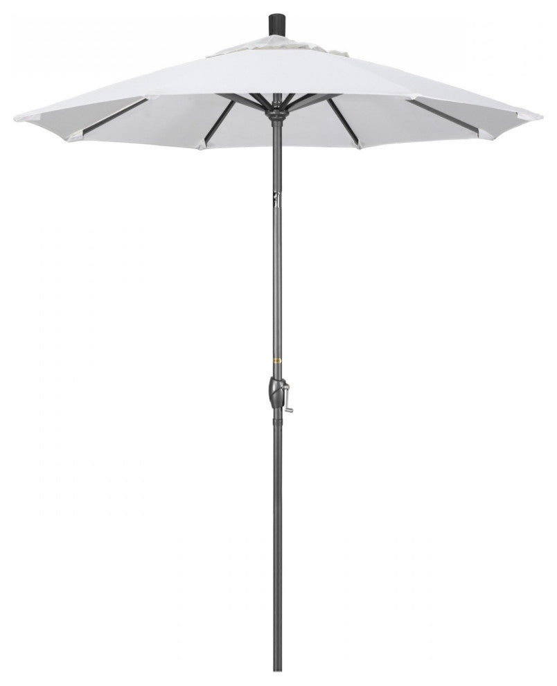 6' Patio Umbrella Grey Pole Push Button Tilt Crank Lift Sunbrella, Natural