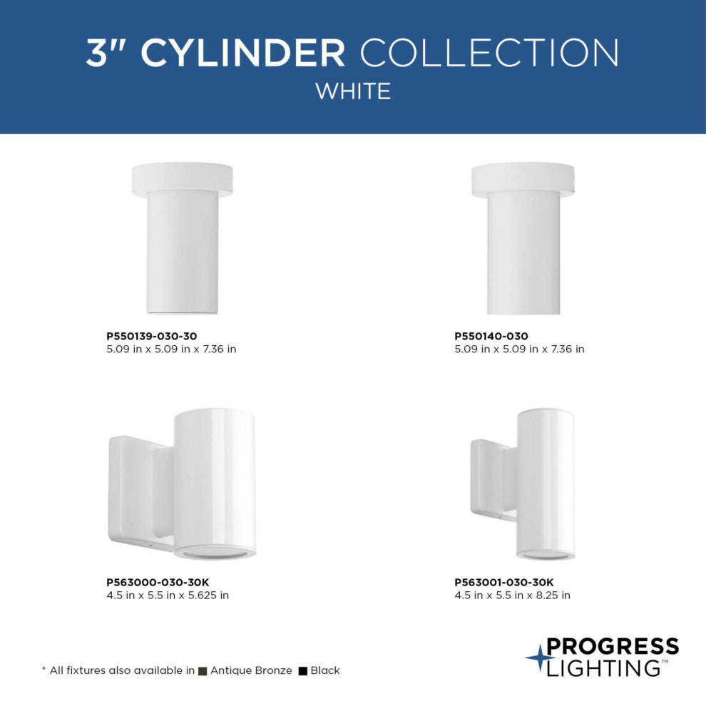 Progress Lighting P550139-30 3IN Cylinders 6"W LED Flush Mount - Black