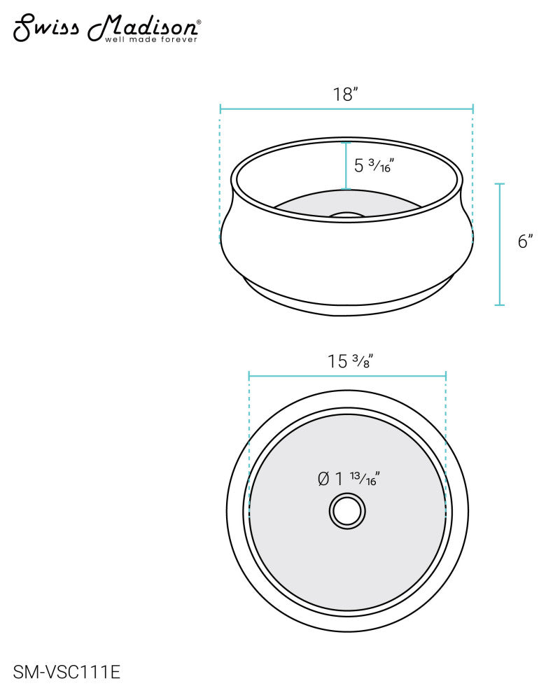 Lisse 17.5" Round Concrete Vessel Bathroom Sink, Dark Gray