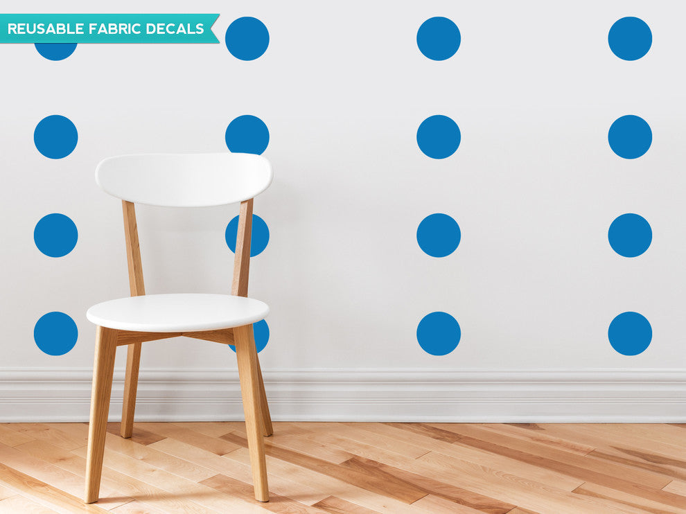 Polka Dot Fabric Wall Decals, Set of 48, 4" Polka Dots, Blue