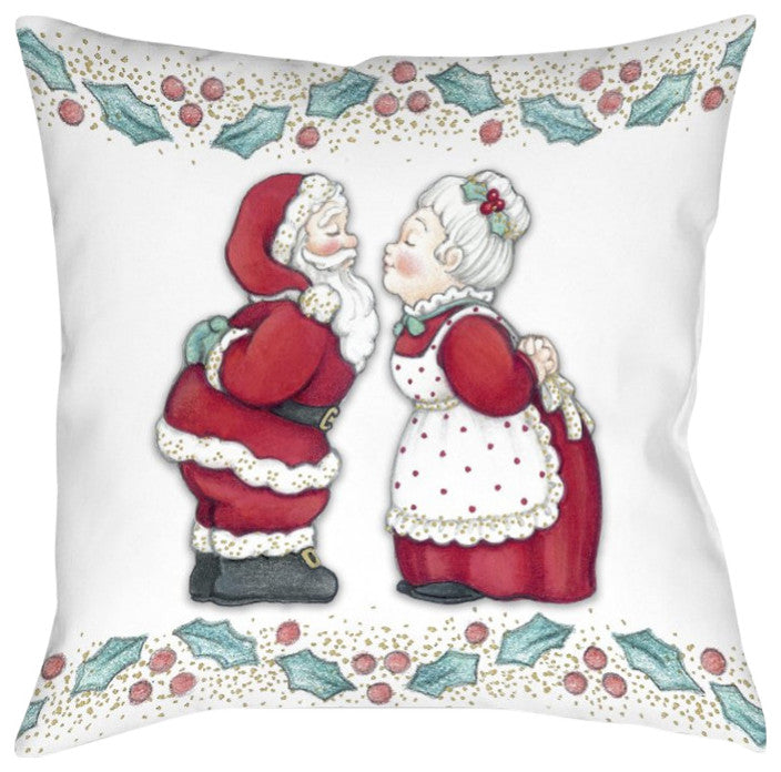 Laural Home Once Upon A Christmas Mr and Mrs Clause 18" X 18" Indoor Pillow
