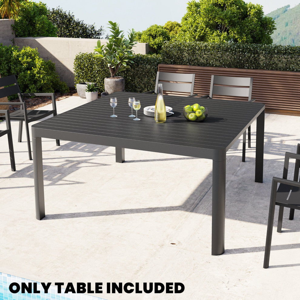 6-8 Person Expandable Aluminum Outdoor Patio Dining Table, Gray