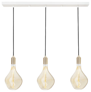 Linear Triple Pendant with Brass with 3 Voronoi II LED Bulbs US