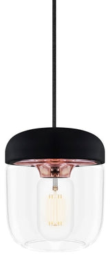 Acorn Black Plug-In Pendant with LED Bulb, Polished Copper