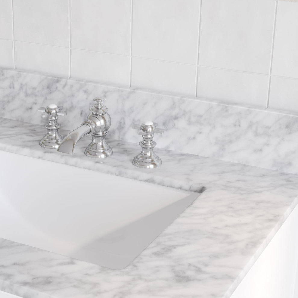 The Polaris Bathroom Vanity, Pure White, 72", Double Sink, Freestanding