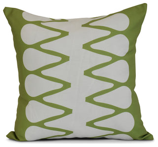 Green Zipped, Geometric Print Pillow, 20"x20"