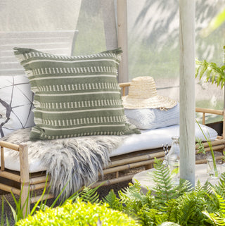 Dash Geometric Indoor Outdoor Throw Pillow, Green/White