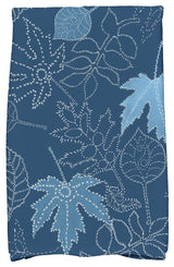Dotted Leaves Floral Print Kitchen Towel, Blue