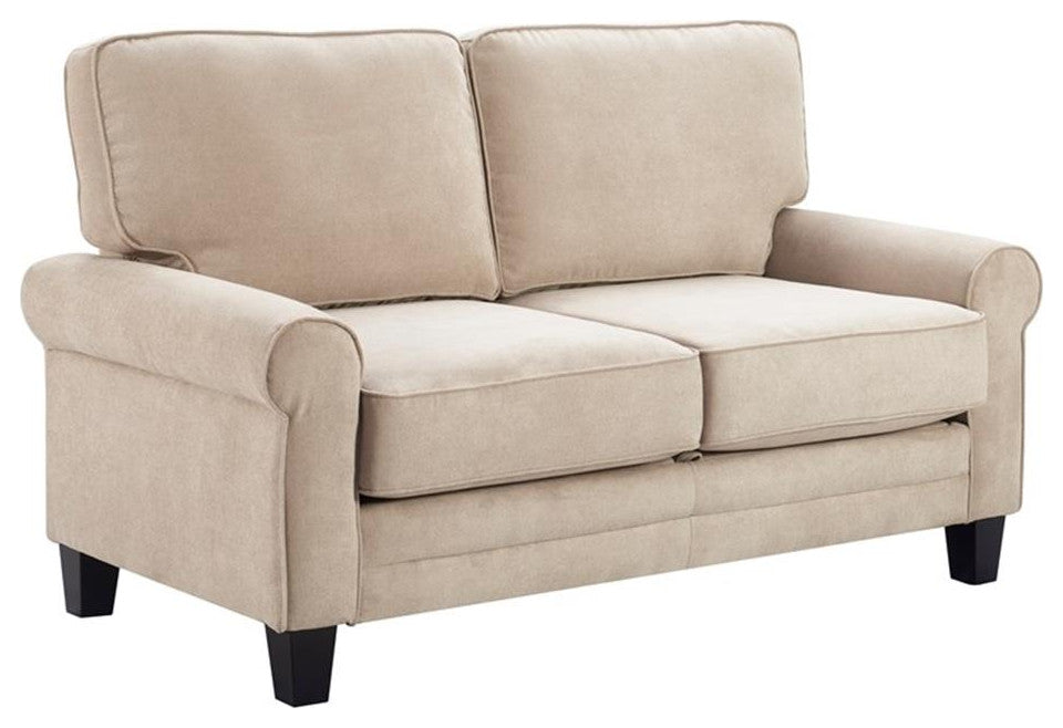 Serta Copenhagen 61" Round Arm Fabric Loveseat with Storage Soft Beige