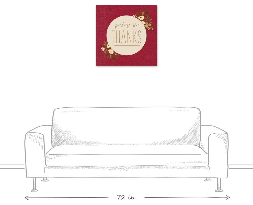 Give Thanks Circle Floral 2 24"x24" Canvas Wall Art