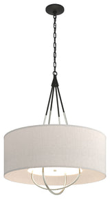 Loop Pendant, Black Finish, Sterling Accents, Flax Shade