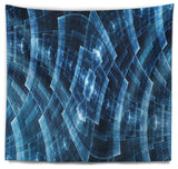 Blue Protective Metal Grids Abstract Wall Tapestry, 92"x78"