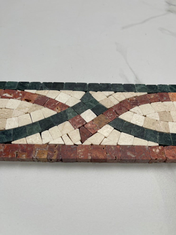 Asterales Red 2.8x11.8 Marble Mosaic Border Listello Tile Polished, 1 piece