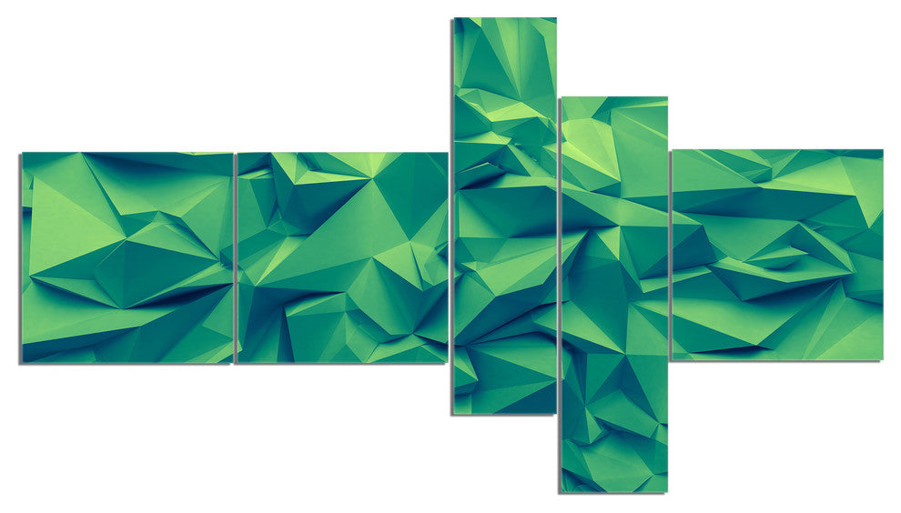 Trendy Emerald Green Background, Abstract Canvas Art Print, 60"x32", 5 panels
