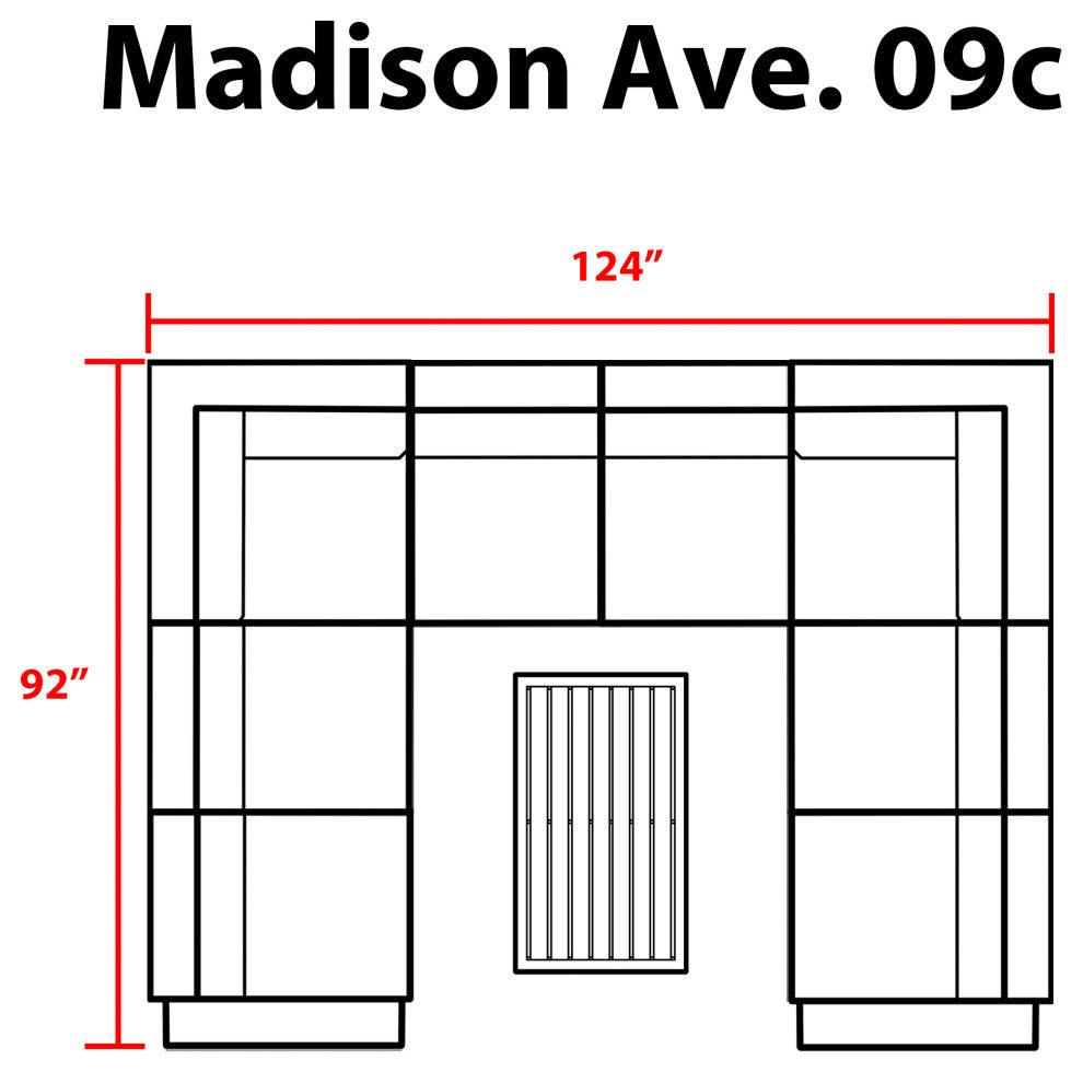 kathy ireland Madison Ave. 9 Piece Aluminum Patio Furniture Set 09c, Snow