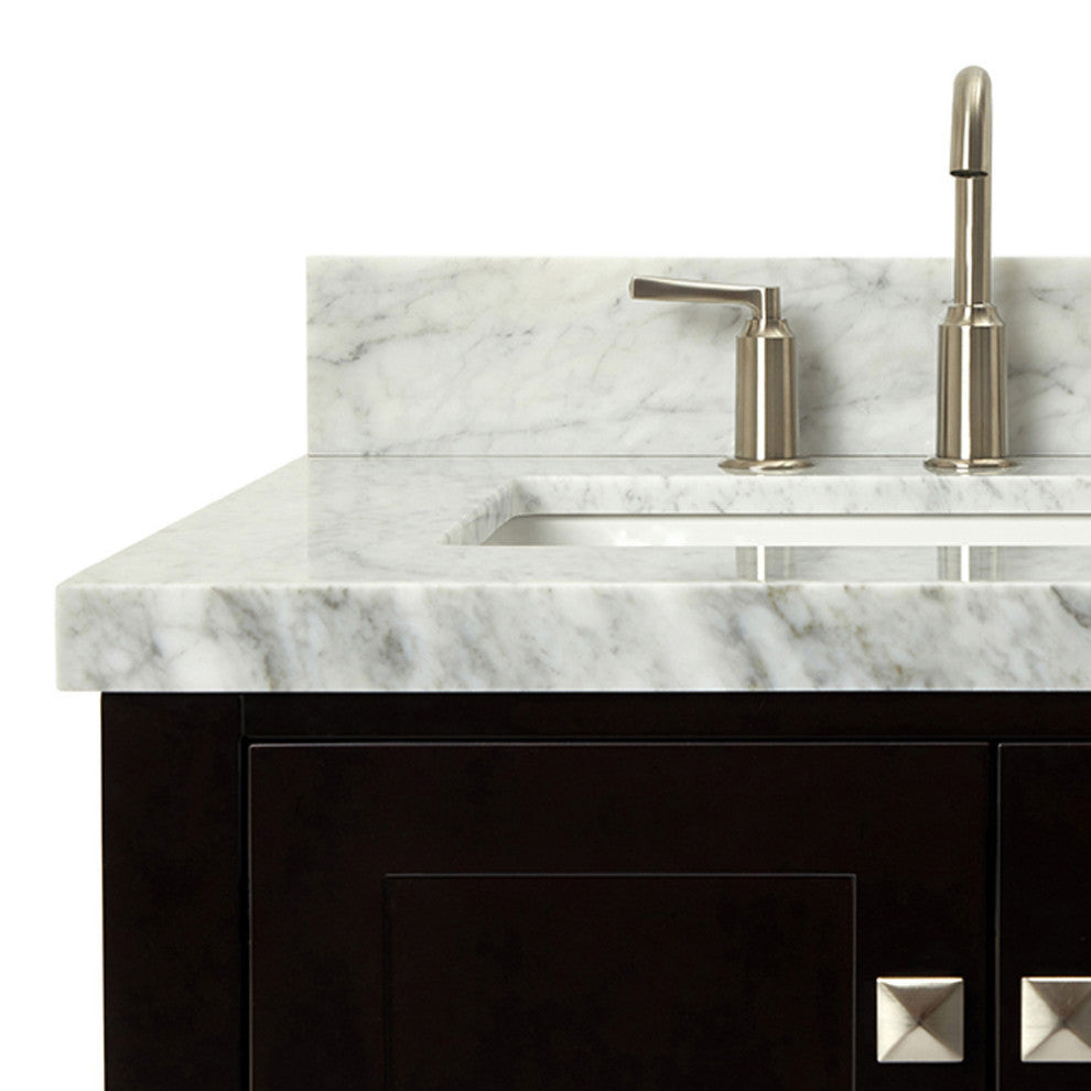 ARIEL Cambridge 37" Left Rectangle Sink Bathroom Vanity with Marble Top