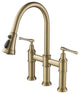 Allyn Traditional 3-Function Bridge Pull-Down Kitchen Faucet Brushed Gold