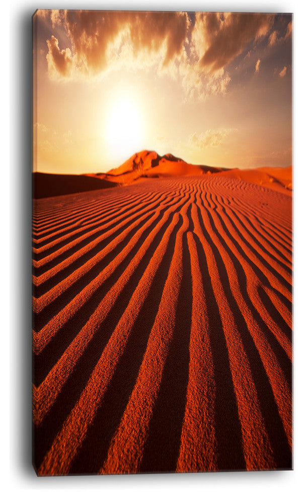 "Endless Brown Desert Dunes" Modern Landscape Wall Art Canvas, 16"x32"
