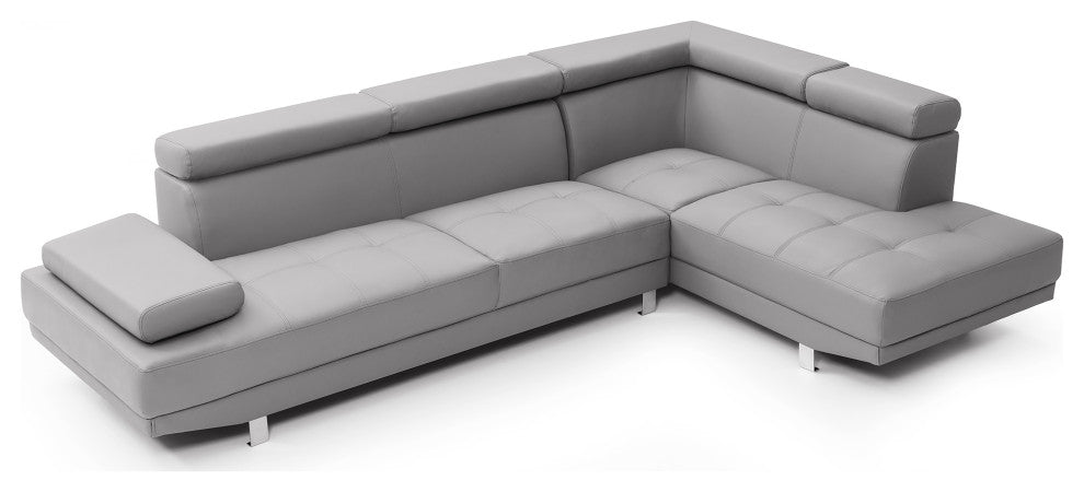 Riveredge 109" W 2 Piece Faux Leather L Shape Sectional Sofa, Gray