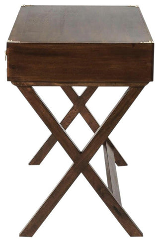 Modern Campaign Writing Desk, Walnut Finish