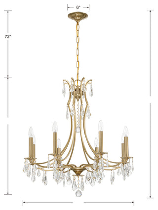 Crystorama Lighting Group 5938-CL-MWP Cedar 8 Light 28"W Crystal - Vibrant Gold