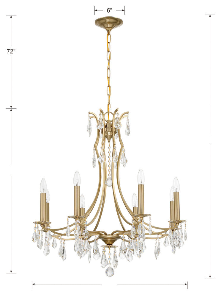 Crystorama Lighting Group 5938-CL-MWP Cedar 8 Light 28"W Crystal - Vibrant Gold