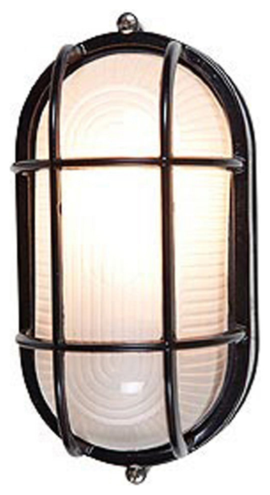 Access Lighting Nauticus Wet Loc 4.25" Bulkhead, Black/Frosted - 20290-BL-FST