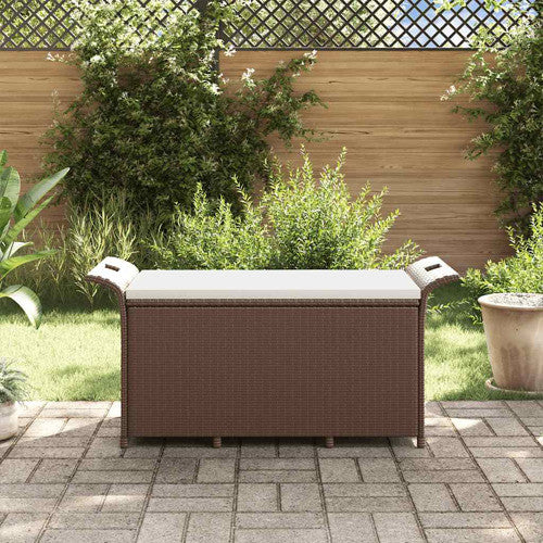 vidaXL Patio Storage Bench with Cushion, Ottoman Bench, 45.7-Inches Long, Brown