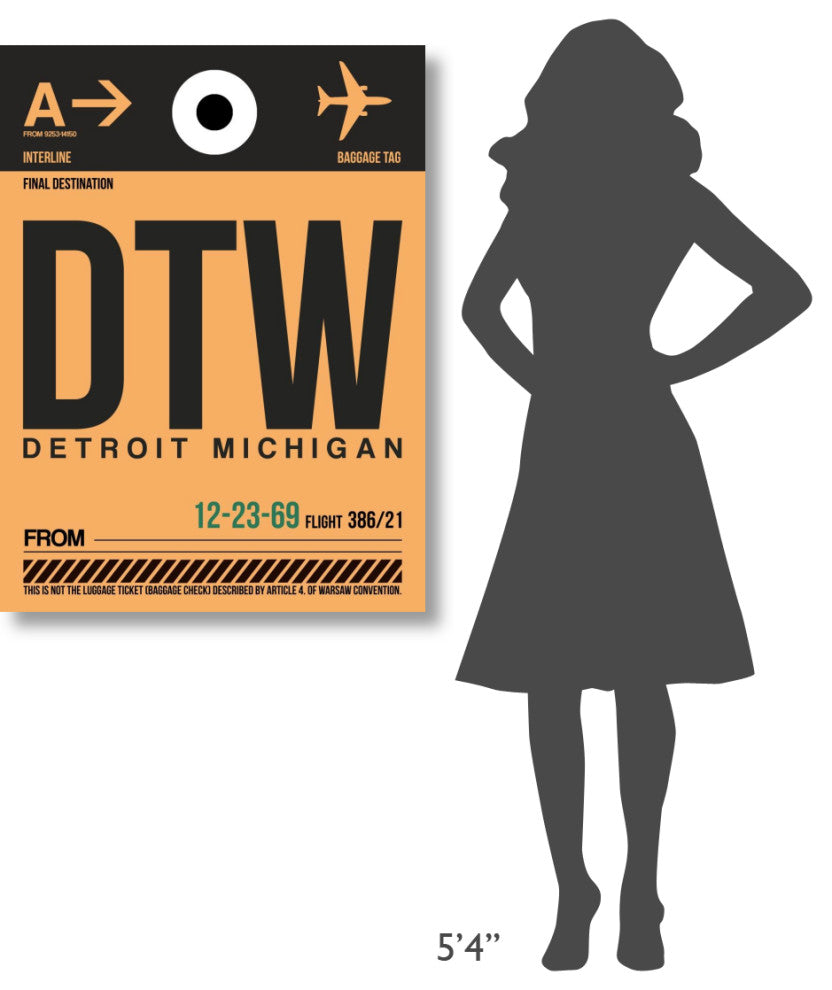 "DTW Detroit  Luggage Tag 1" Fine Art Print